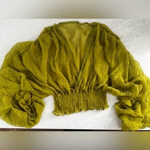 Lime Green Flowy Bell Sleeve Tops